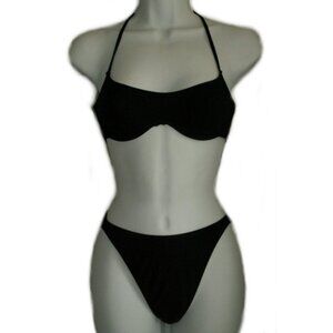 Robin Piccone Black High Cut Leg Bikini - Sz S - NEW